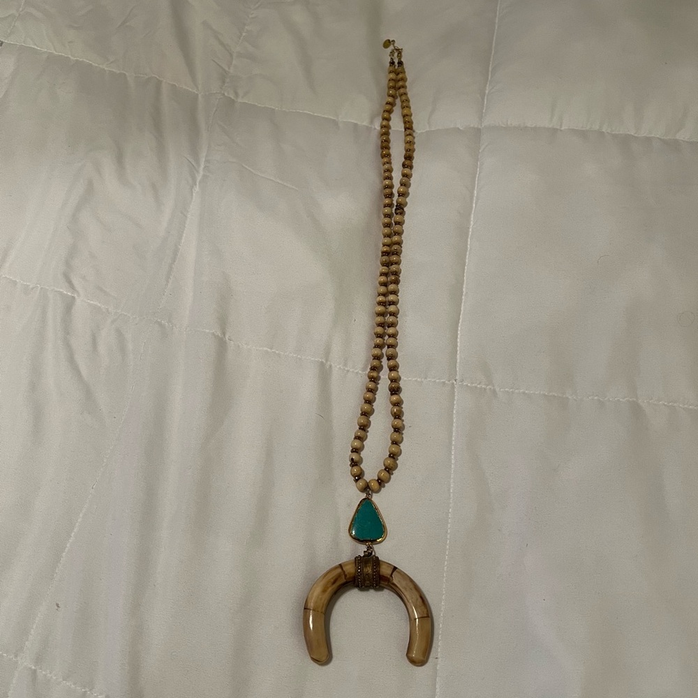 Betsy Pittard Aquamarine bone necklace